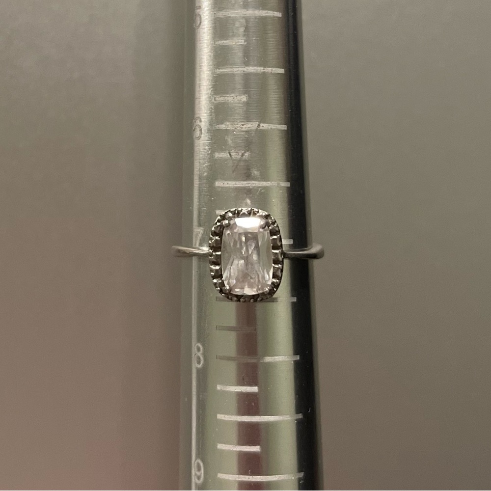 Radiant Cut Sterling Silver Crystal Ring
